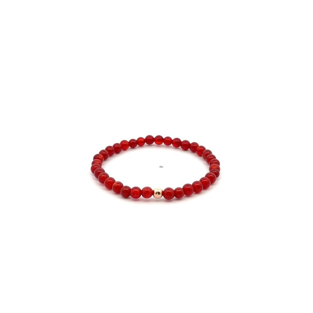 Natural Carnelian Gemstones Mini 4mm 18K Rose Gold Charm Bead July Birthstone